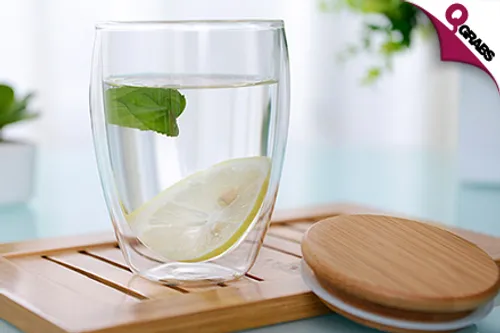From QR19 Sip on a Classy Beverage with Double Wall Drinking Glasses with an Elegant Wooden Lid - Available in Three Sizes! (Up to QR110 Value)